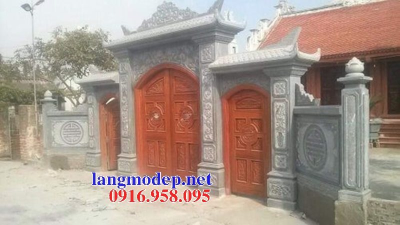 Các mẫu cổng tam quan đình đền chùa nhà thờ từ đường bằng đá xanh nguyên khối đẹp 09