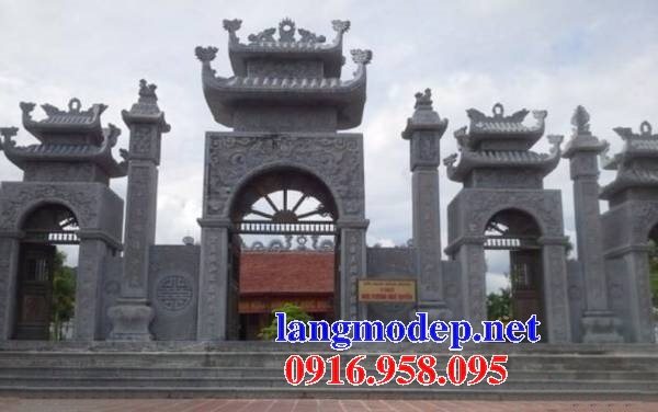 Các mẫu cổng tam quan đình đền chùa nhà thờ từ đường bằng đá xanh tự nhiên đẹp 10