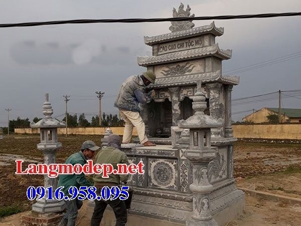 Mẫu mộ đôi hai ngôi liền nhau bằng đá đẹp nhất hiện nay bán toàn quốc thiết kế hiện đại 06