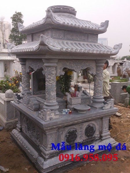Mẫu mộ đôi hai ngôi liền nhau có mái bằng đá đẹp nhất hiện nay bán toàn quốc thiết kế hiện đại 07