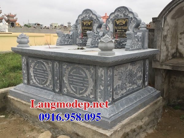 Mẫu mộ đôi hai ngôi liền nhau không mái bằng đá đẹp nhất hiện nay bán toàn quốc thiết kế hiện đại 10