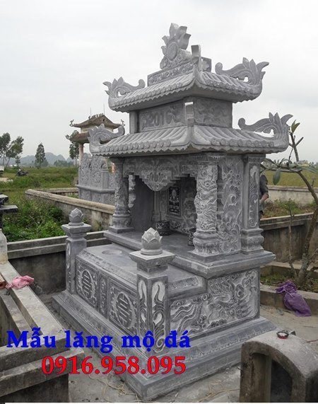 Những mẫu mộ đá đôi gia đình đẹp nhất hiện nay có mái che thiết kế hiện đại 06