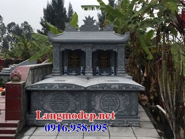 Những mẫu mộ đá đôi gia đình đẹp nhất hiện nay có mái che thiết kế hiện đại 07