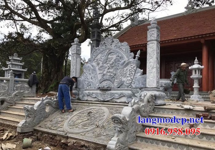 Mẫu chiếu rồng đá bậc thềm nhà thờ họ tổ tiên