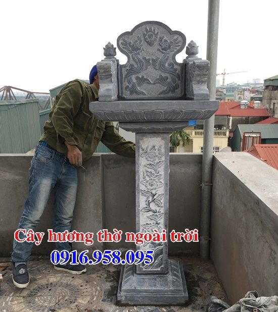 Mẫu cây hương miếu thờ thần linh ngoài trời đẹp bằng đá