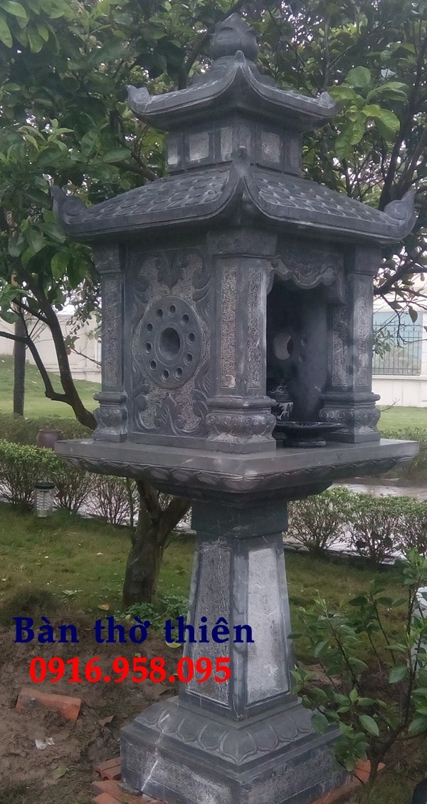 Hình ảnh bàn miếu thờ ông thiên địa thần linh bằng đá xanh đẹp