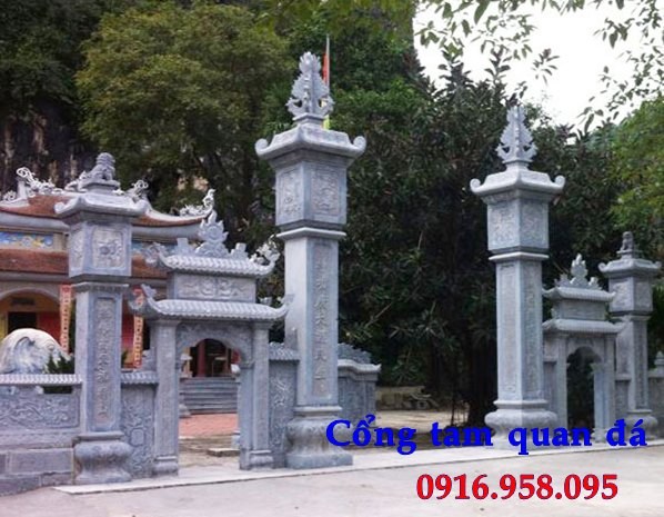 Hình ảnh cổng tứ trụ đình đền chùa miếu bằng đá xanh đẹp