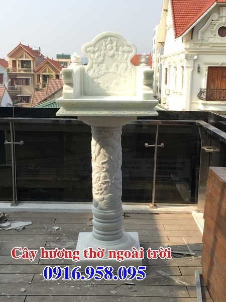 Hình ảnh miếu cây hương thờ thần linh thổ địa bằng đá trắng đẹp