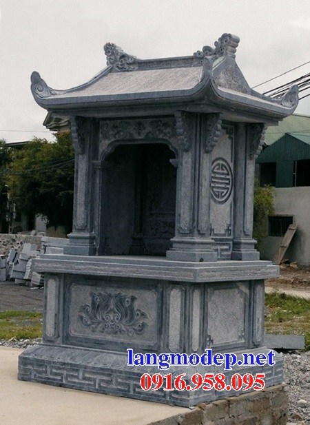 Hình ảnh miếu cây hương thờ thần linh thổ địa bằng đá tự nhiên nguyên khối đẹp có mái