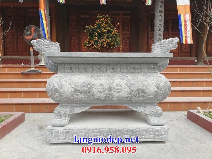 Thiết kế đỉnh lư hương đá chữ nhật đình chùa đẹp
