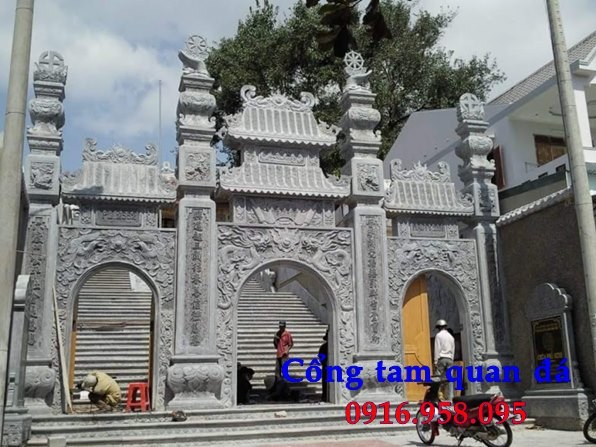 Địa chỉ bán cổng tam quan từ đường nhà thờ họ bằng đá ninh bình đẹp