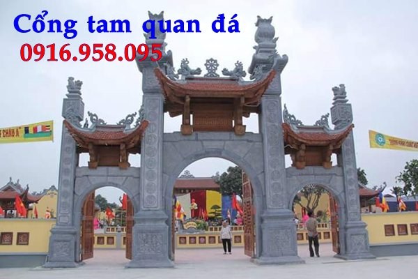 Địa chỉ bán cổng tam quan từ đường nhà thờ họ bằng đá đẹp kích thước phong thủy