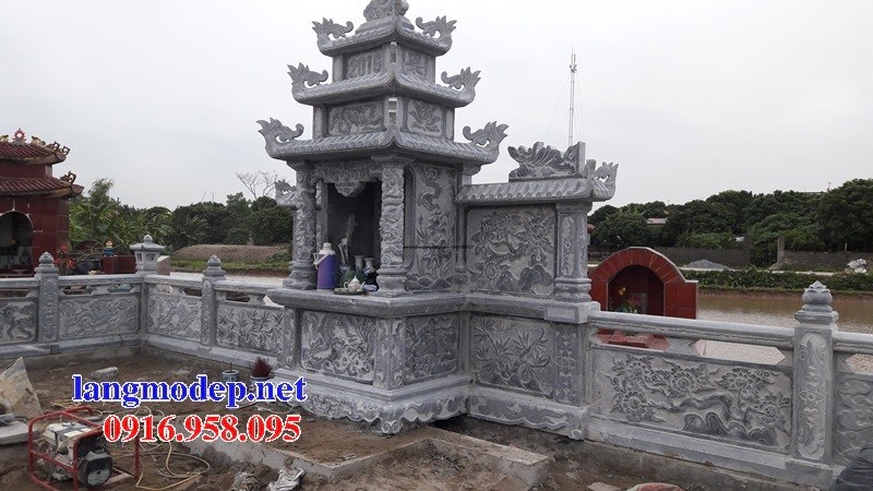 62 Mẫu củng kỳ đài thờ chung khu lăng mộ gia đình dòng họ bằng đá xanh Thanh Hóa đẹp tại Hậu Giang