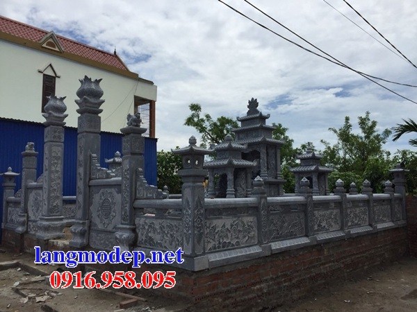 62 Mẫu lan can hàng rào khu lăng mộ nghĩa trang gia đình dòng họ bằng đá chạm khắc hoa văn đẹp tại Hậu Giang
