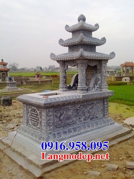 62 Mẫu mộ ba mái bằng đá điêu khắc tinh xảo đẹp tại Hậu Giang
