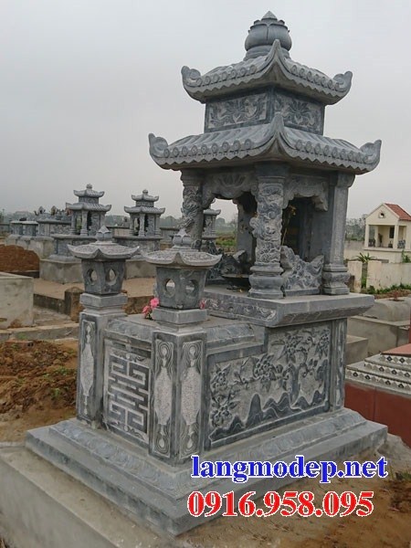 62 Mẫu mộ hai mái bằng đá chạm khắc hoa văn đẹp tại Hậu Giang