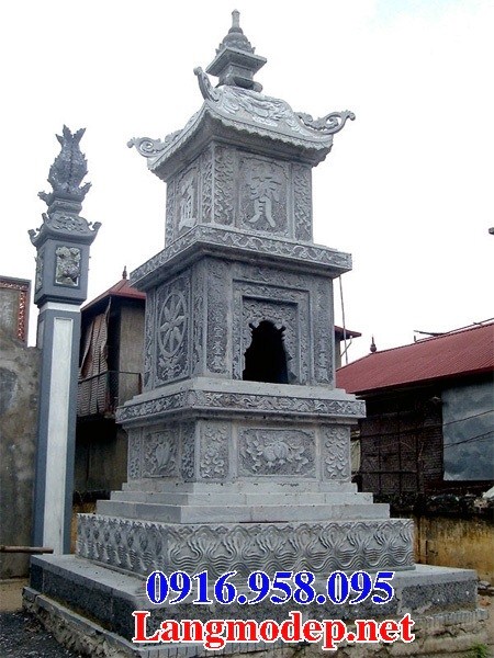 62 Mẫu mộ tháp bằng đá chạm khắc hoa văn đẹp tại Hậu Giang