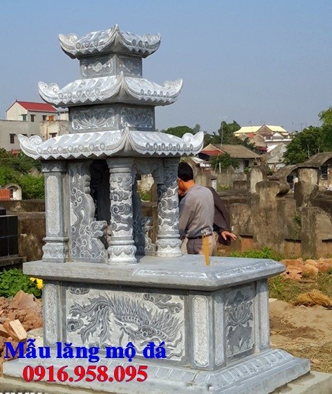 84 Mẫu mộ ba mái bằng đá điêu khắc long phụng đẹp bán tại Cà Mau