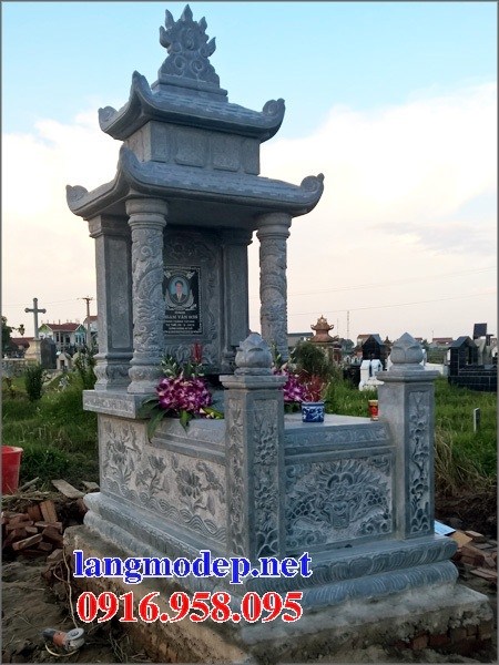 Mẫu Mộ hai mái bằng đá chạm khắc hoa văn đẹp bán tại Đồng Tháp