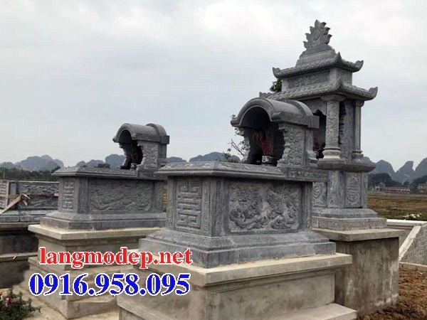 Mẫu Mộ một mái bằng đá xanh Thanh Hóa đẹp bán tại Đồng Tháp