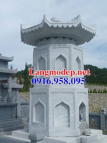 Thiết kế mộ tháp sư trụ trì cất để tro hài cốt đá trắng đẹp