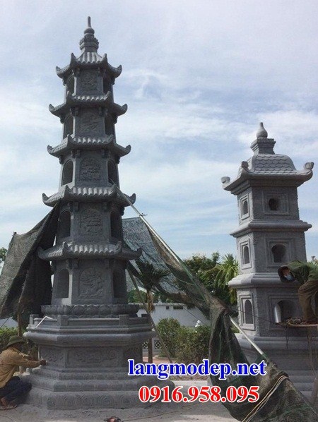 Thiết kế mộ tháp sư trụ trì cất để tro hài cốt đá đẹp