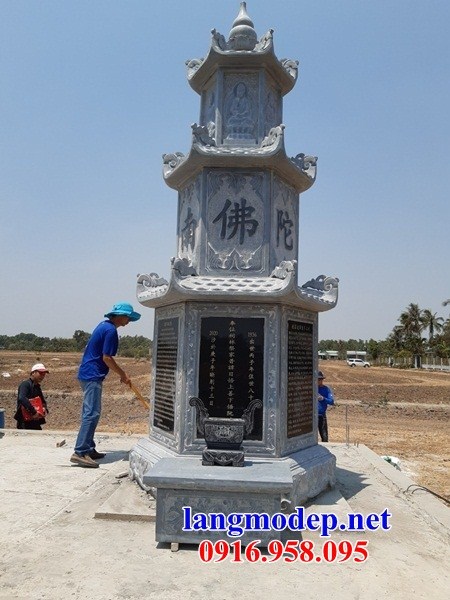 Xây mộ tháp phật giáo sư trụ trì cất để tro hài cốt bằng đá xanh đẹp