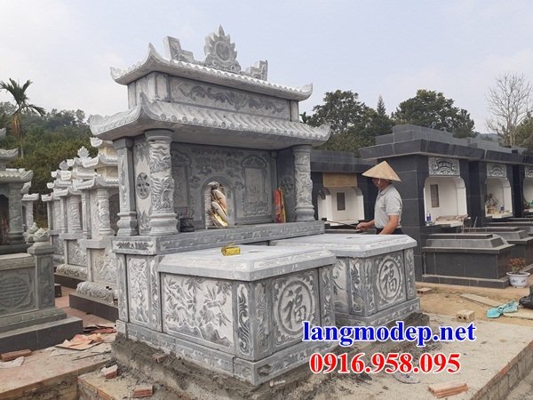 Xây mộ đôi ông bà bằng đá đẹp chạm khắc tinh xảo