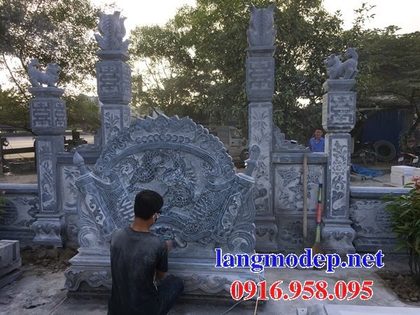 66 Mẫu cuốn thư bức bình phong nhà thờ họ đình đền chùa miếu khu lăng mộ bằng đá xanh tại Hải Phòng