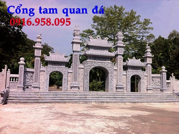 66 Mẫu cổng tam quan nhà thờ họ đình đền chùa miếu khu lăng mộ bằng đá chạm khắc tinh xảo tại Hải Phòng