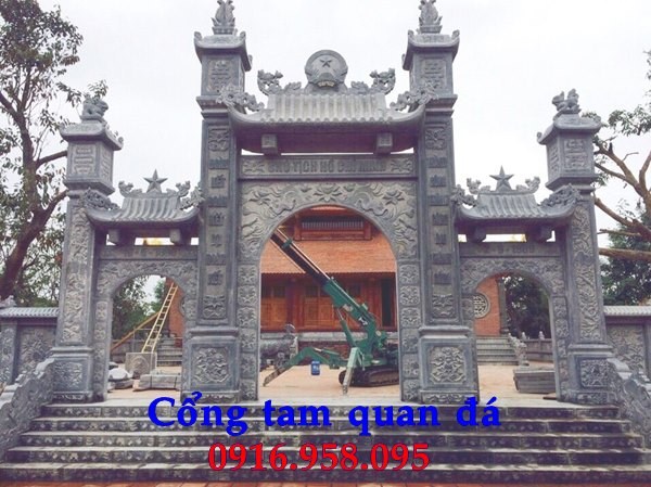 66 Mẫu cổng tam quan nhà thờ họ đình đền chùa miếu khu lăng mộ bằng đá thi công lắp đặt tại Hưng Yên