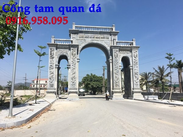 66 Mẫu cổng tam quan nhà thờ họ đình đền chùa miếu khu lăng mộ bằng đá thiết kế đẹp tại Hải Phòng