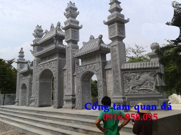 73 Mẫu cổng tam quan nhà thờ họ đình đền chùa miếu khu lăng mộ bằng đá chạm khắc tinh xảo tại Vĩnh Phúc