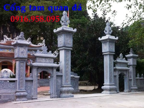 73 Mẫu cổng tam quan nhà thờ họ đình đền chùa miếu khu lăng mộ bằng đá thiết kế đẹp tại Yên Bái