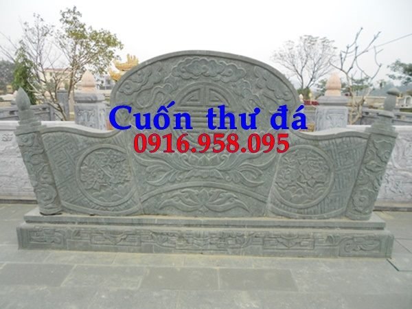 88 Mẫu cuốn thư bức bình phong nhà thờ họ đình đền chùa miếu khu lăng mộ bằng đá xanh rêu tại Bắc Giang