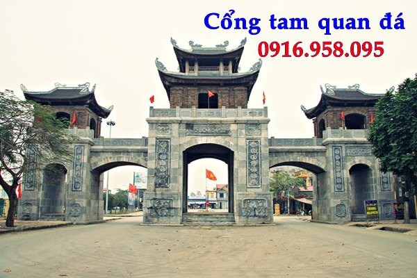 88 Mẫu cổng tam quan nhà thờ họ đình đền chùa miếu khu lăng mộ bằng đá thiết kế đẹp tại Bắc Giang