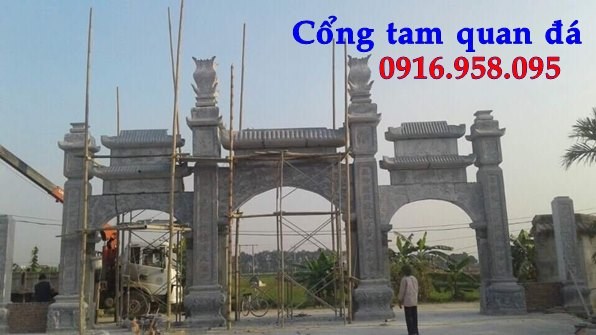 90 Mẫu cổng tam quan nhà thờ họ đình đền chùa miếu khu lăng mộ đẹp bằng đá thi công lắp đặt tại Quảng Ninh