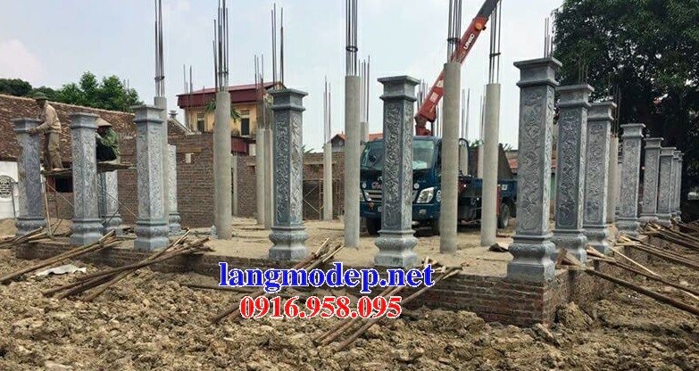 92 Mẫu cột đá cột đồng trụ nhà thờ họ đình đền chùa miếu khu lăng mộ bằng đá thi công lắp đặt tại Phú Thọ