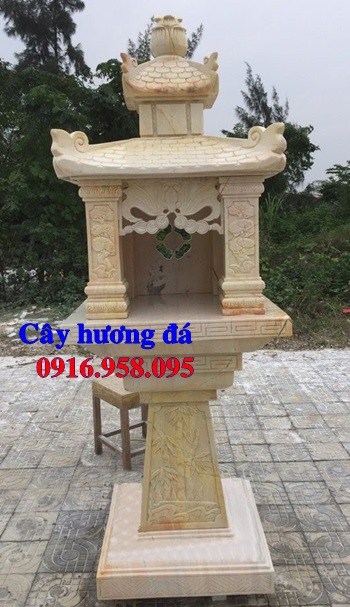 62 Mẫu cây hương bàn thờ thiên nhà thờ họ đình đền chùa miếu khu lăng mộ bằng đá vàng tại Bình Định