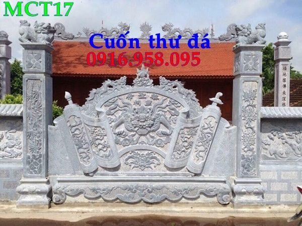 64 Mẫu cuốn thư bức bình phong nhà thờ họ đình đền chùa miếu khu lăng mộ bằng đá chạm khắc tinh xảo tại Bình Phước