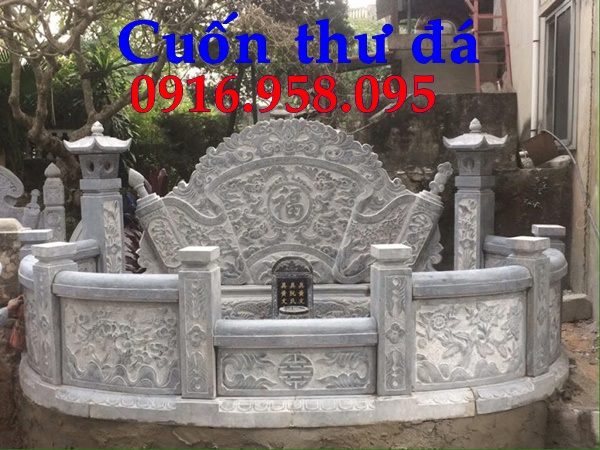 99 Mẫu cuốn thư bức bình phong nhà thờ họ đình đền chùa miếu khu lăng mộ bằng đá tại Gia Lai