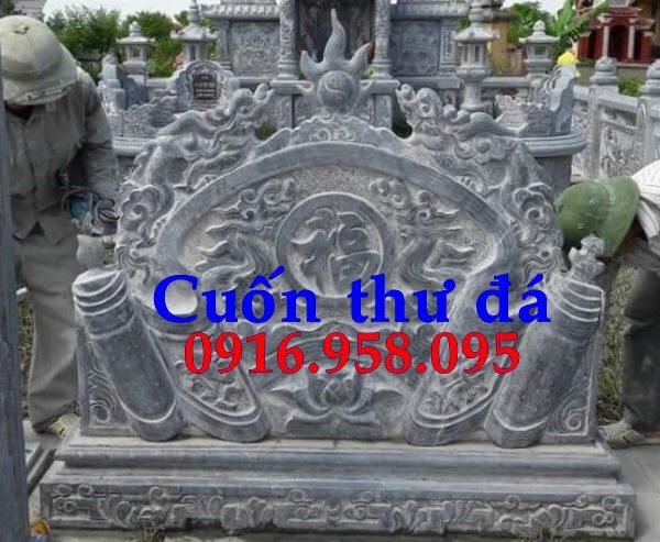 Bình phong cuốn thư đình chùa miếu nhà thờ họ từ đường bằng đá chạm khắc tinh xảo tại Bạc Liêu