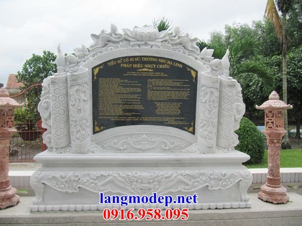 Mẫu bia ghi danh nhà thờ họ đình đền chùa miếu khu lăng mộ bằng đá trắng tại TP Hồ Chí Minh