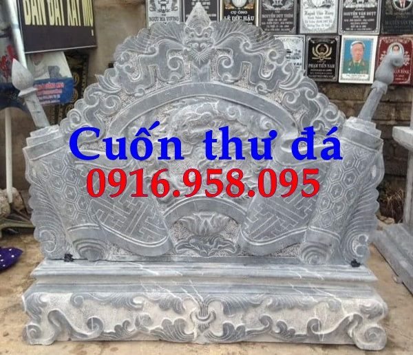 Mẫu cuốn thư bức bình phong nhà thờ họ từ đường đình đền chùa miếu bằng đá Ninh Bình tại Trà Vinh