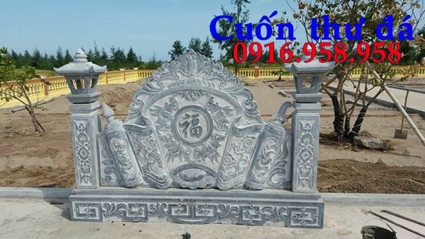 Mẫu cuốn thư bức bình phong nhà thờ họ từ đường đình đền chùa miếu bằng đá kích thước chuẩn phong thủy tại Trà Vinh