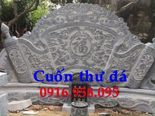 Mẫu cuốn thư bức bình phong nhà thờ họ từ đường đình đền chùa miếu bằng đá kích thước chuẩn phong thủy tại Trà Vinh