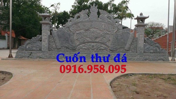 Mẫu cuốn thư bức bình phong nhà thờ họ từ đường đình đền chùa miếu bằng đá tự nhiên tại Tiền Giang