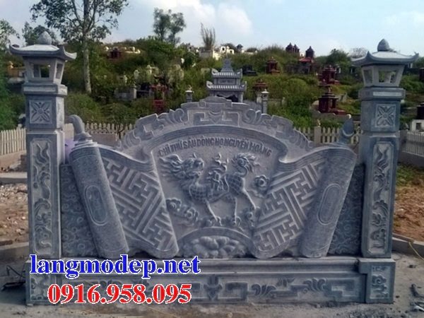 Mẫu cuốn thư bức bình phong nhà thờ họ từ đường đình đền chùa miếu bằng đá xanh tại Trà Vinh