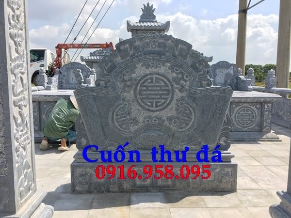 Mẫu cuốn thư bức bình phong nhà thờ họ từ đường đình đền chùa miếu khu lăng mộ bằng đá tự nhiên tại Bà Rịa Vũng Tàu