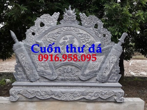 Mẫu cuốn thư từ đường nhà thờ họ đình đền chùa miếu khu lăng mộ bằng đáNinh Bình tại Long An